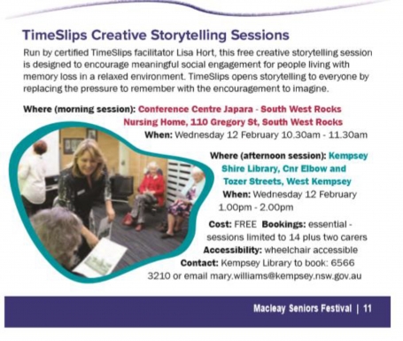 TimeSlips Creative Storytelling session at Kempsey Library on February 12