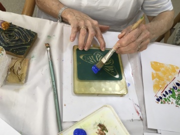 Seniors Gelli Plate Printmaking Session
